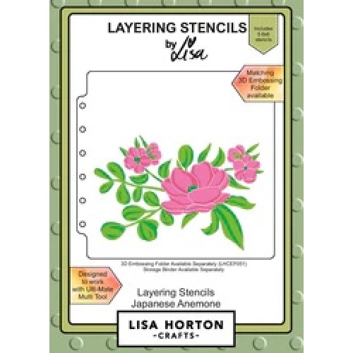 japanese anemone layering stencils set  - by lisa horton LHCAS027